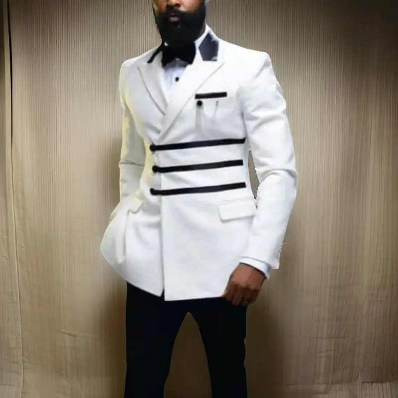 Slim Fit Men Suits for Wedding Double Breasted Groom Tuxedo 2 Pcs Peak Lapel Male Fashion Suit Jacket with Pants Custom Made 2025