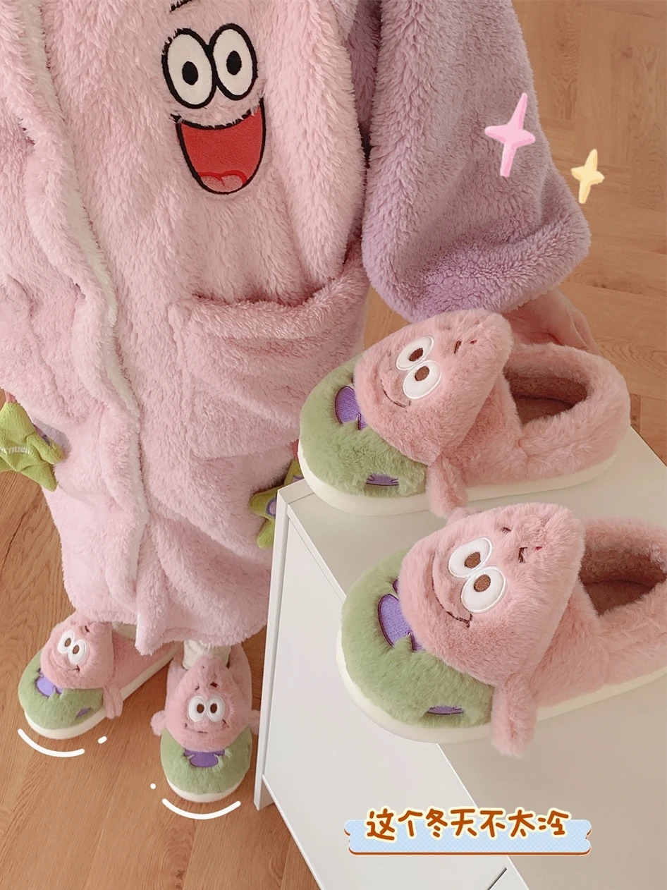 Parents children family slippers womens bedroom anti slip soft soled baby shoes cute winter plush cotton slippers mens couple slippers240921bj