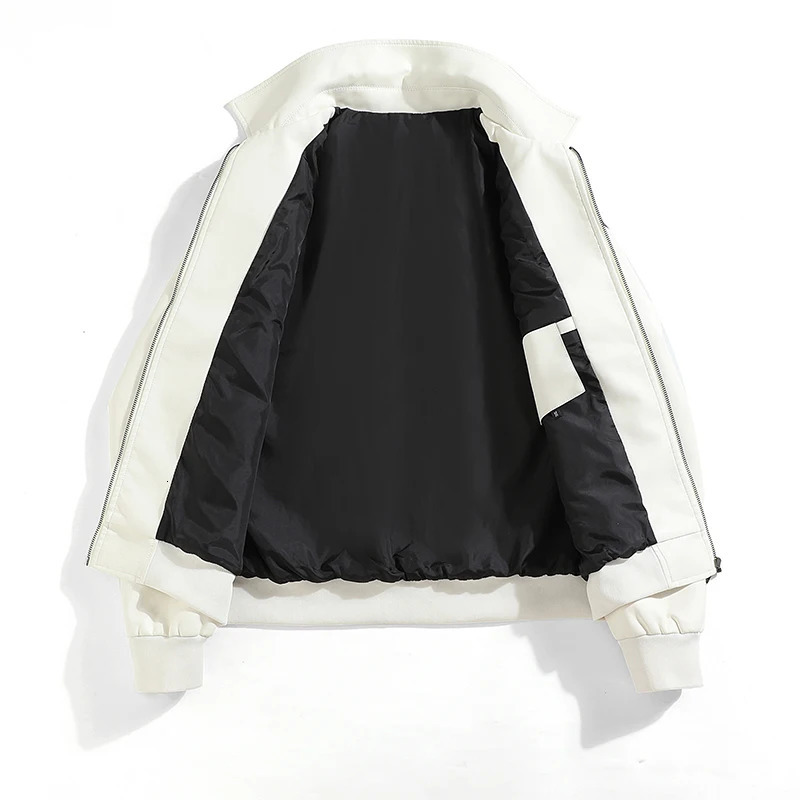 Motorcycle Biker Bomber Coat Autumn And Winter Mens Leather Jacket For Men 240927