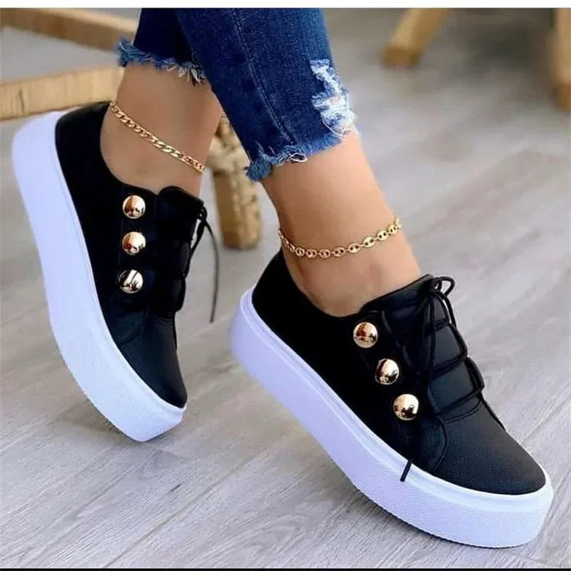 2024 Womens Casual Sports Shoes Womens Fashion Spring Leather PU Sports Shoes Womens Platform Vulcanized Shoes Zapatillas De Mujer 240930