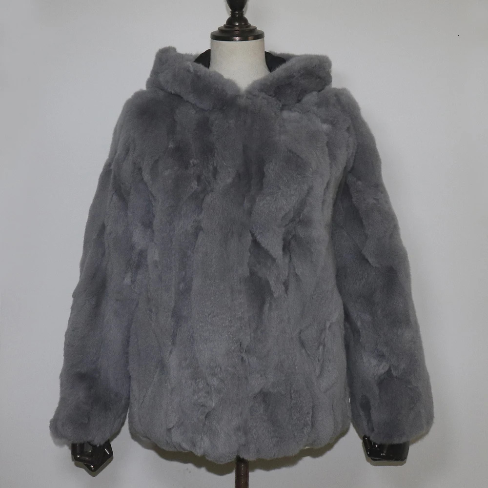 Genuine Rabbit Fur Coat Women Winter Fluffy Thick Natural Real Soft Warm 240929 B3