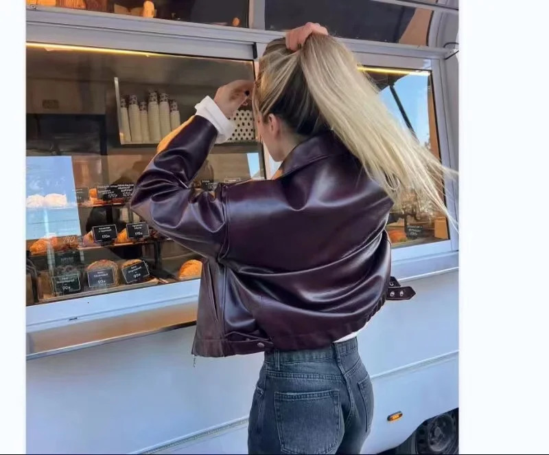 2024 New Leaher Jackets Women's Jacket Feminina Streetwear Ins Outwear Feminino Red Leather Coat Black Giacca Pelle