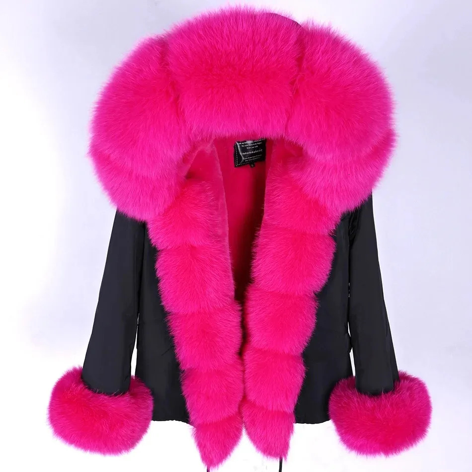 Fashion Winter Jacket Womens Genuine Fur Coat Natural Fox Collar Loose Long Park Detachable 240929