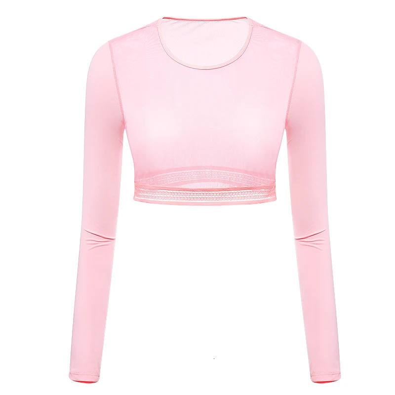 Womens thin golf shirt Sunscreen Inside Wear Cropped Tops long sleeved UV resistant arm sleeves ice silk bottom golf shirt 240930
