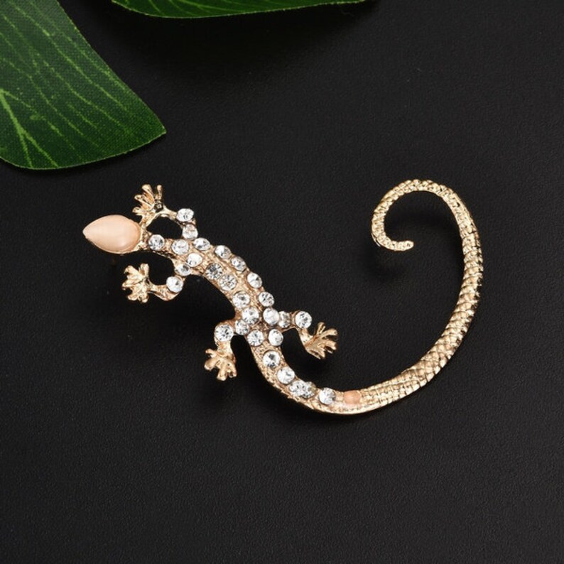 Punk Style Lizard Gecko Earring Cuff Ear Wrap Gold Silver Plated Austrian Crystal Ear Hook Clip for Women Men Nice Jewelry Gift Wholesale Price