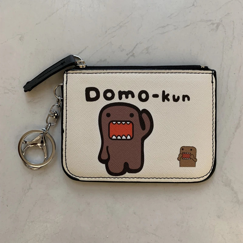 Domo Kun ID Card Holder Case Leather Cute Coin Purse Waller Men Women Bag Keychain Storage 240925