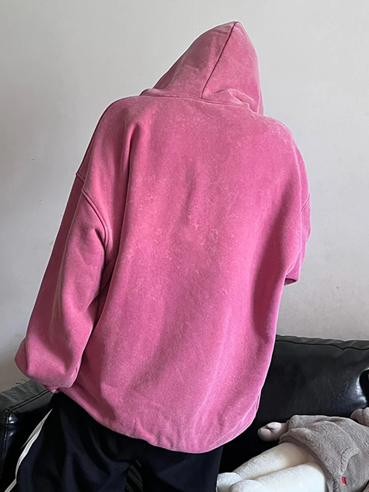 Mens Hoodies 2024 Autumn 360G Thick Cotton Washed Sweatshirts Oversized Hoodie Streetwear Y2K Clothes Unisex Hoody Tops 240919