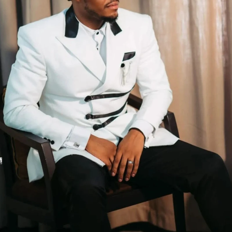 Slim Fit Men Suits for Wedding Double Breasted Groom Tuxedo 2 Pcs Peak Lapel Male Fashion Suit Jacket with Pants Custom Made 2025