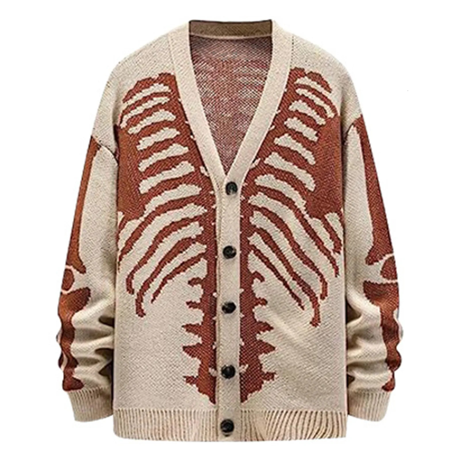 Unisex Knitted Jacquard Pattern Sweaters Spring Autumn Casual Loose Cardigan for Men Women Plus Size Halloween Y2K Cardigans 240921