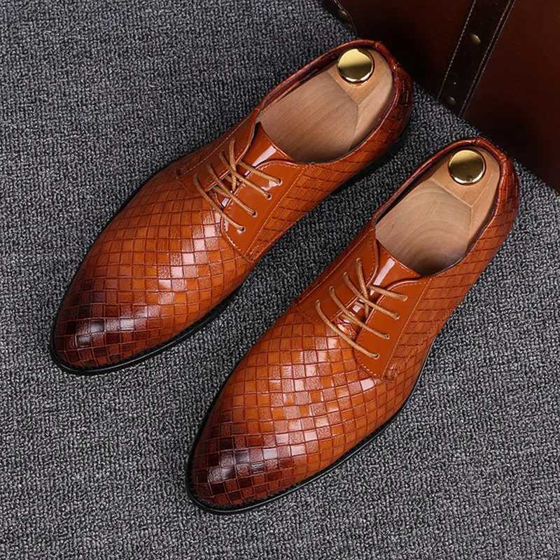 Dress Shoes High quality classic business dress fashionable and elegant formal wedding sliding office Oxford mens shoes Q240930 54fe