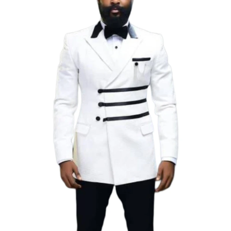 Slim Fit Men Suits for Wedding Double Breasted Groom Tuxedo 2 Pcs Peak Lapel Male Fashion Suit Jacket with Pants Custom Made 2025