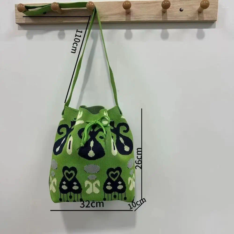 2025 NEW Shoulder Bags Handmade Cute Handheld Bucket Bag Simplicity Ethnic Style Knot Wrist Polyester Fiber High-capacity Tote Student zhanyishengli