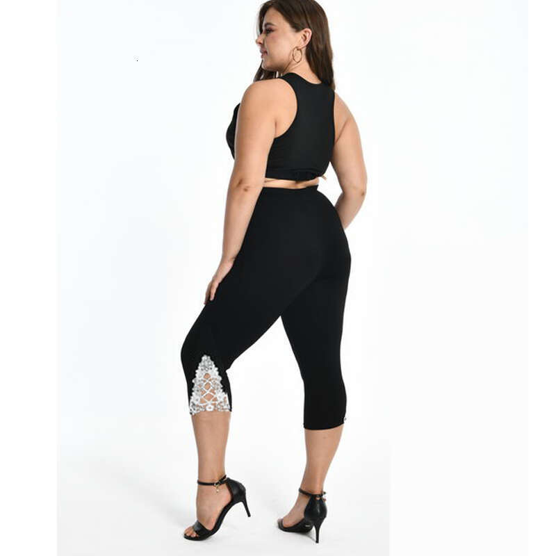 Xs-7Xl Leggings For Women Summer Lace Hollow Trim White Pink Navy Red 6Xl 5Xl 4Xl Xxxl XS Custom Capri Crop Tight Legins White