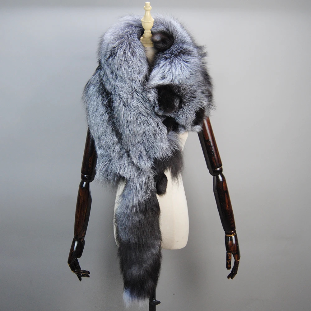 party winter real fox scarf high-end mens and womens fox fur scarf 100% natural one-piece warm real fox fur collar 240929