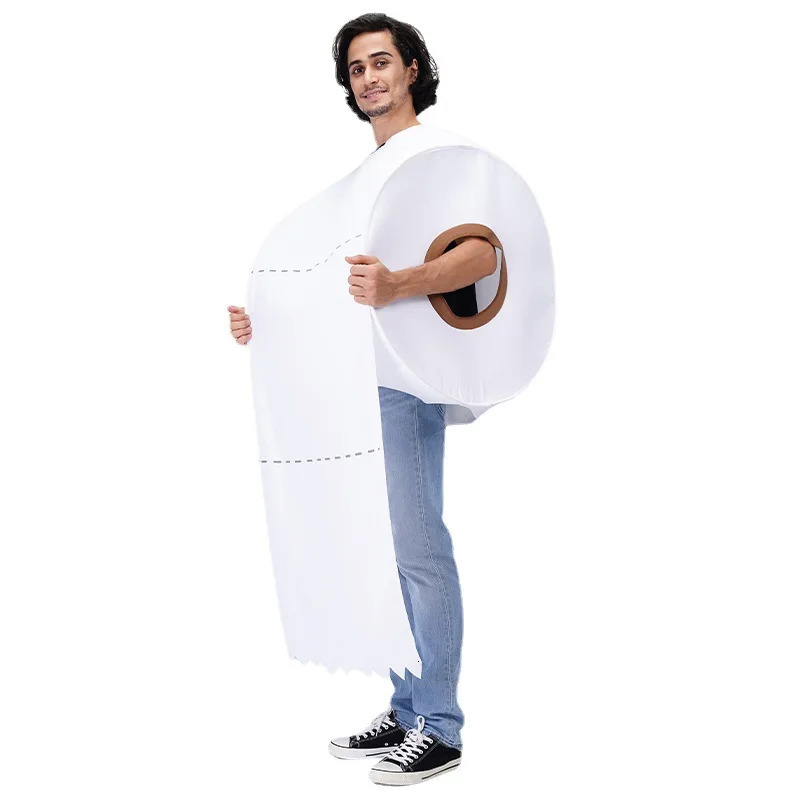 Cosplay Funny Couple Rolling Paper Clothing for Halloween Dress Party Tissue Toilet Paper Clothing Adult Fancy Dress 240930