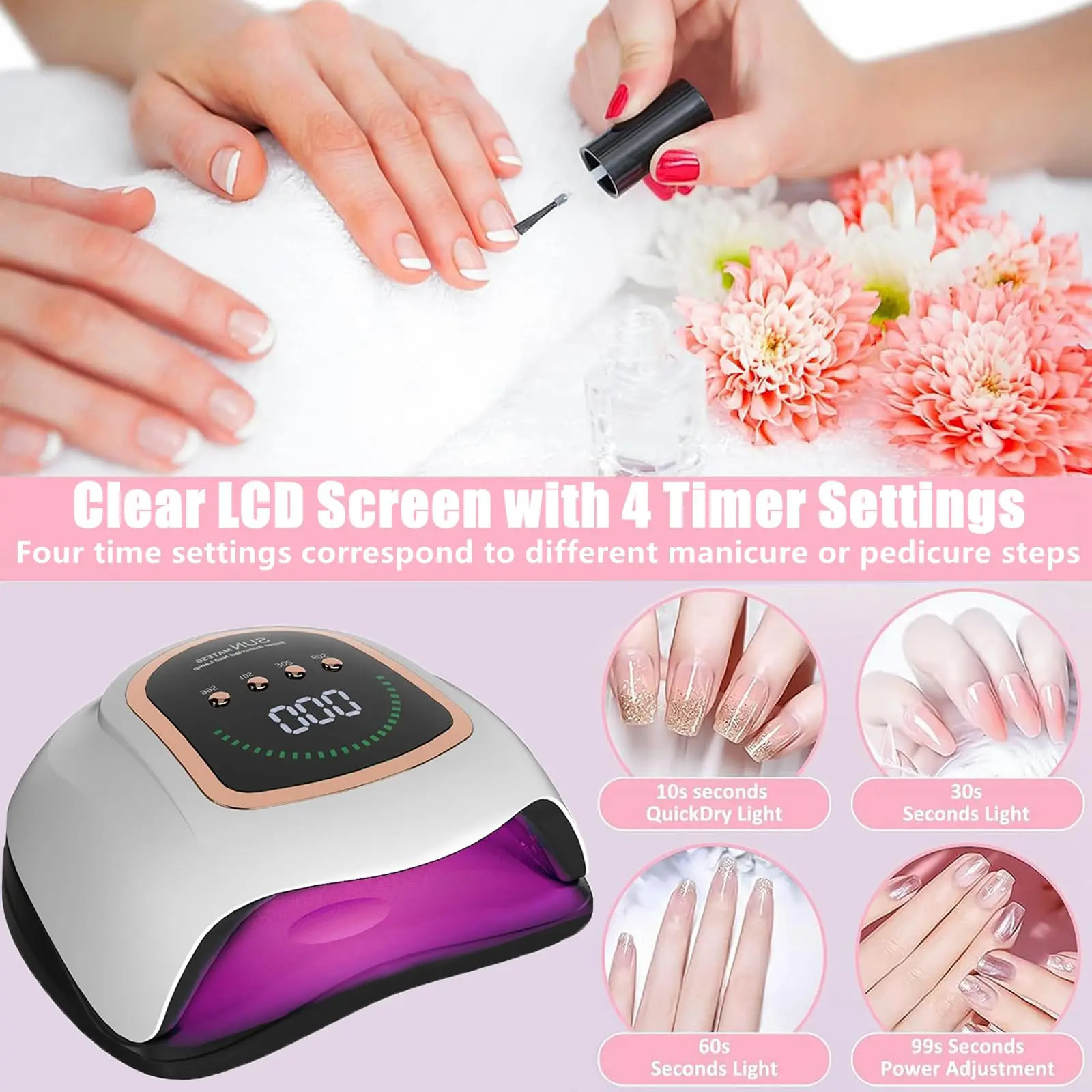 Powerful UV LED Nail Lamp For Manicure Professional Nail Dryer 72 LEDs Gel Polish Drying Lights Motion Sensing Manicure Pedicure 240921