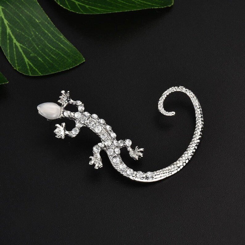 Punk Style Lizard Gecko Earring Cuff Ear Wrap Gold Silver Plated Austrian Crystal Ear Hook Clip for Women Men Nice Jewelry Gift Wholesale Price