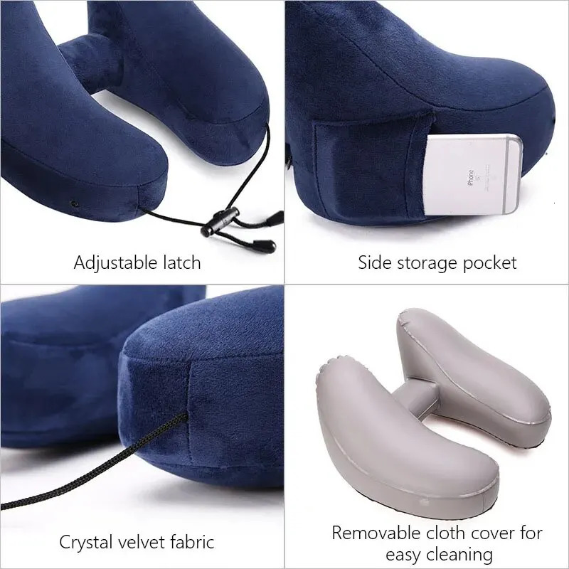 Neck Pillow Travel U-shaped Pillow Inflatable Pillow H Hooded Nap Pillow Outdoor Car Long-Distance Aircraft Neck Pillow 240925