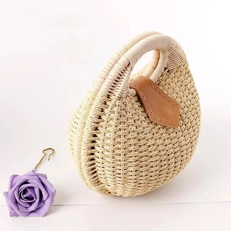 Summer Straw Bag Womens Beach Handbag Round Womens Handbag 240930