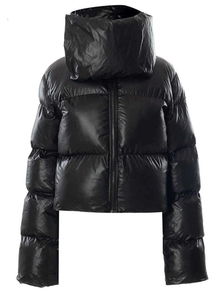 Women's Oversized Puffer Jacket With Scarf Collar In Green