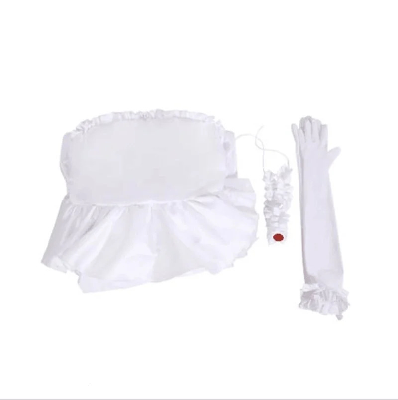 Booette King Boo cosplay costume princess Koopa white dress with gloves Lolita Halloween carnival long silver straight wig 240930