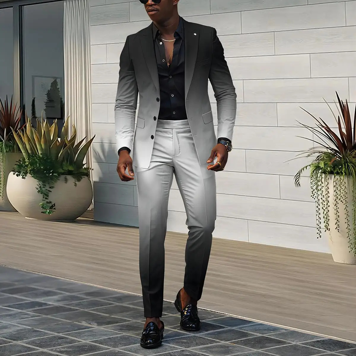 Mens Spring and Autumn British Style Casual Gradient Set Pants Fashionable Clothing 240925