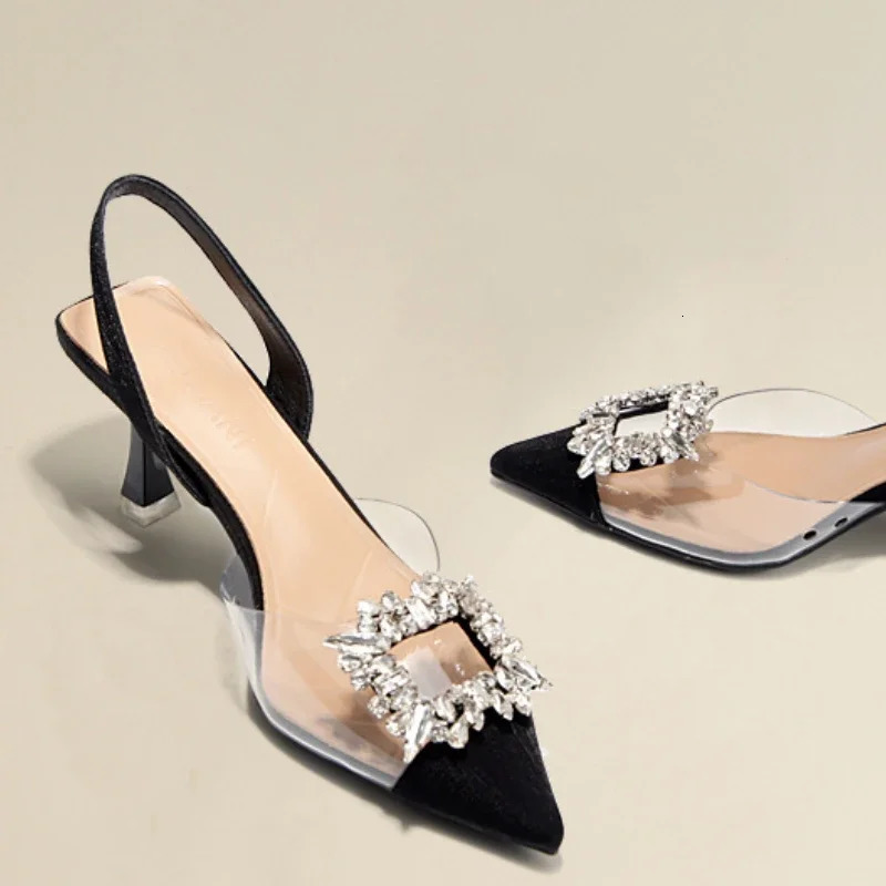 Summer Women Shoes Transparent Slim Heel Toe Sandals Fashion Pointed High Single for atos De Mujer 241019 30b6