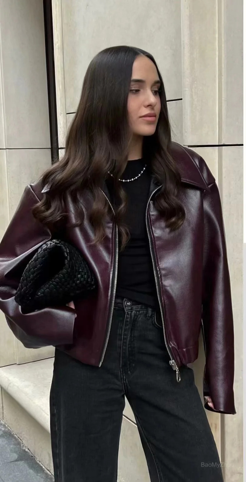 2024 New Leaher Jackets Women's Jacket Feminina Streetwear Ins Outwear Feminino Red Leather Coat Black Giacca Pelle