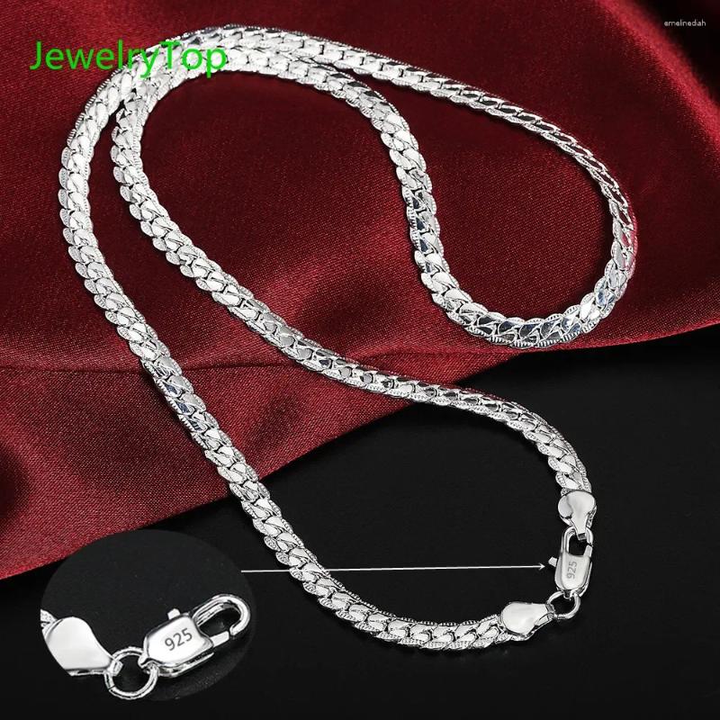 Chains JewelryTop 925 Stamped Silver 5mm Fine Sideways Necklace 50-60cm Chain For Woman Men Fashion Wedding Engagement Jewelry