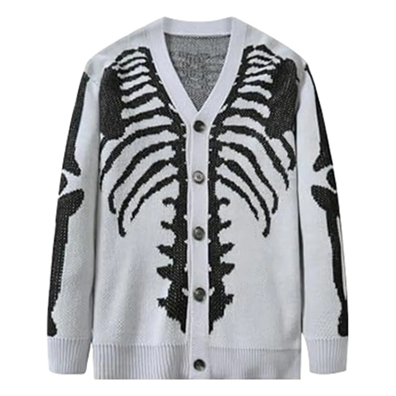 Unisex Knitted Jacquard Pattern Sweaters Spring Autumn Casual Loose Cardigan for Men Women Plus Size Halloween Y2K Cardigans 240921