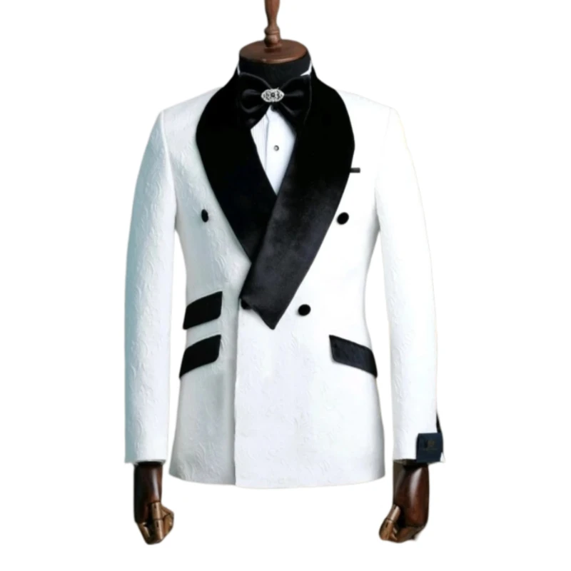 Floral Men Suits for Wedding Shawl Lapel Custom Groom Tuxedo 2 Pieces Male Fashion Double Breasted Jacket with Pants 2025