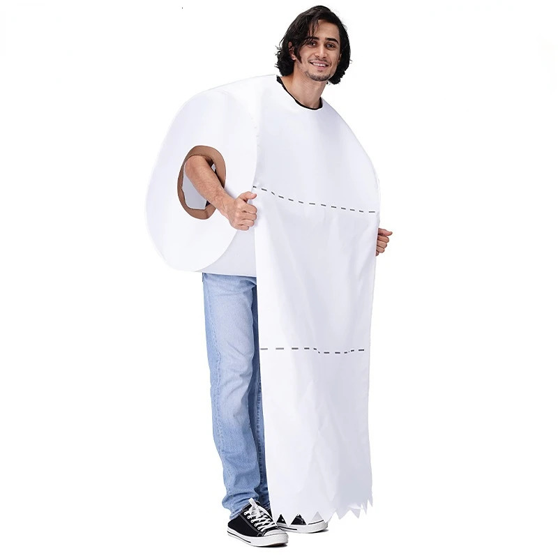 Cosplay Funny Couple Rolling Paper Clothing for Halloween Dress Party Tissue Toilet Paper Clothing Adult Fancy Dress 240930