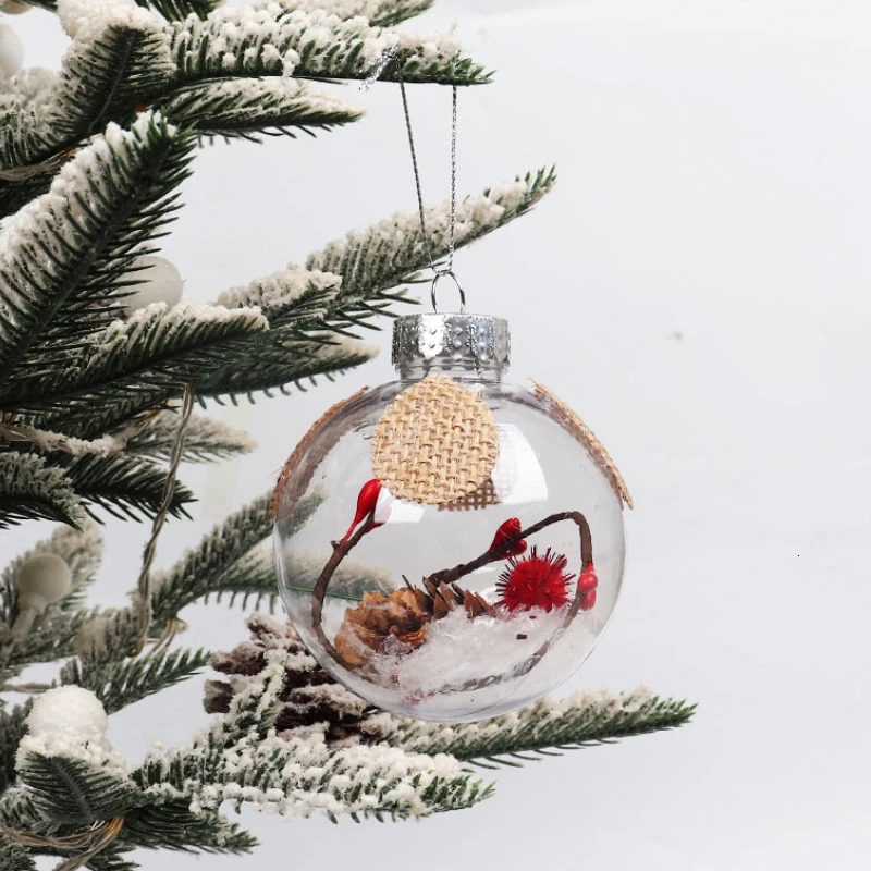 Transparent ball 8cm 9 cardboard box tree pendant decoration window hanging Christmas gift 240929