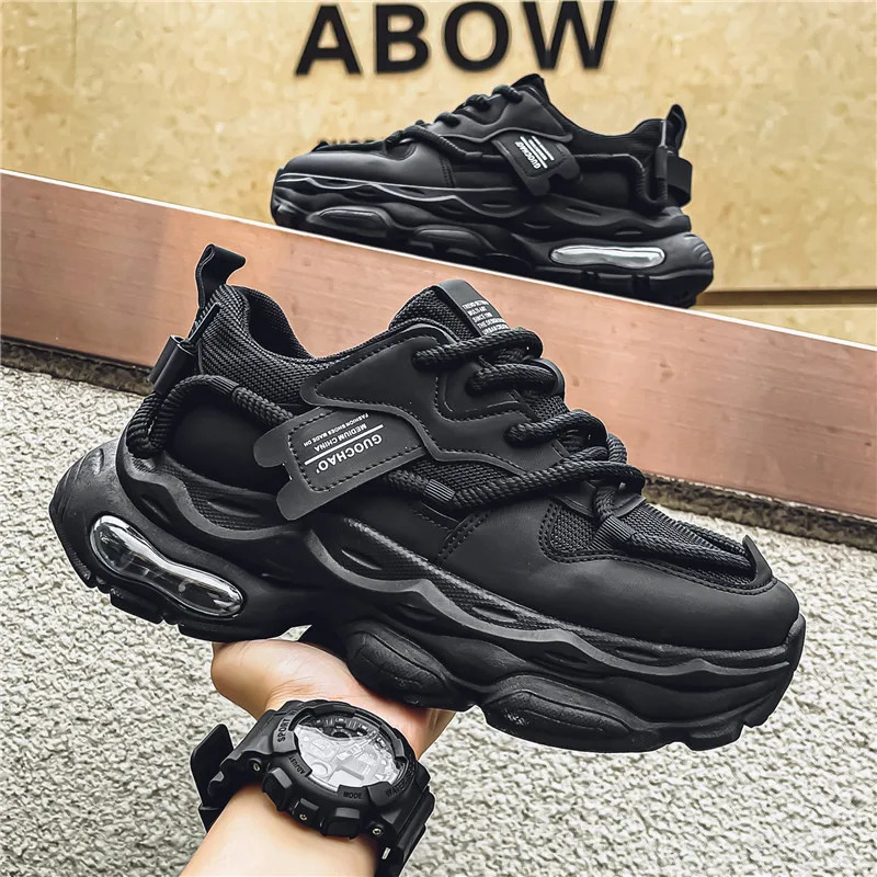 Fashion platform shoes mens outdoor lace casual shoes breathable short and chubby sports shoes mens anti slip coaching sports shoes 240930
