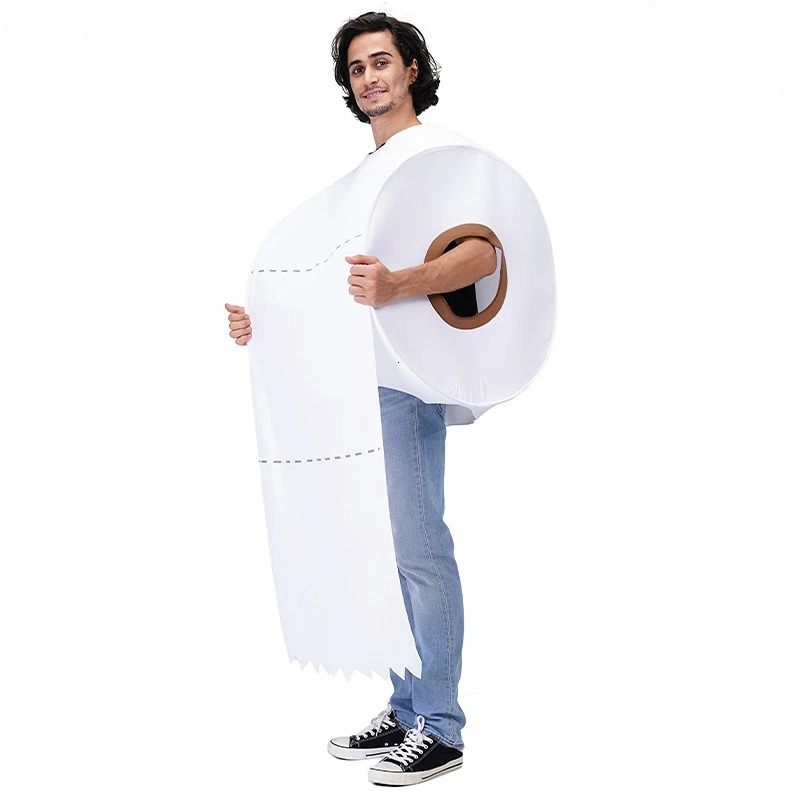 Cosplay Funny Couple Rolling Paper Clothing for Halloween Dress Party Tissue Toilet Paper Clothing Adult Fancy Dress 240930