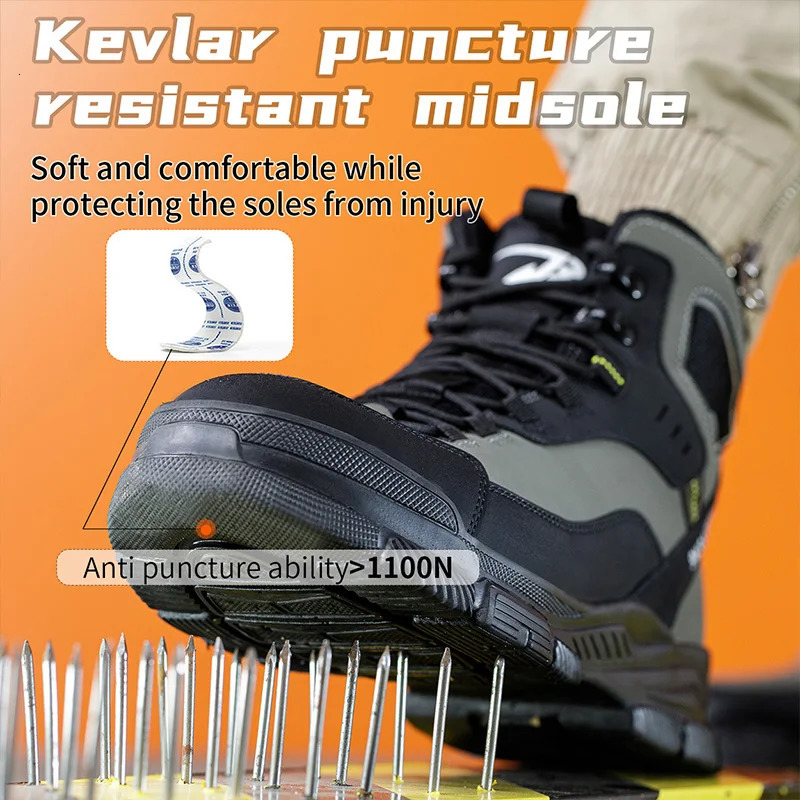 Waterproof Men Boots Safety Shoes Puncture-Proof Construction Work Boots Safety Steel Toe Shoes Indestructible Protective Boots 240924