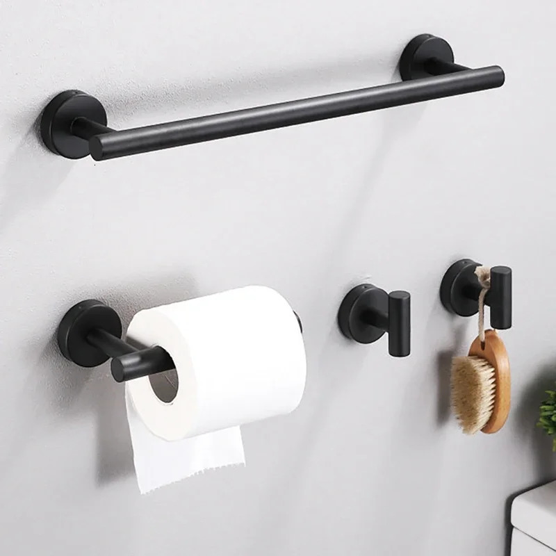 Black and gold bathroom hardware set accessories stainless steel towel rack toilet paper holder hook bathroom shelf organizer set 240929