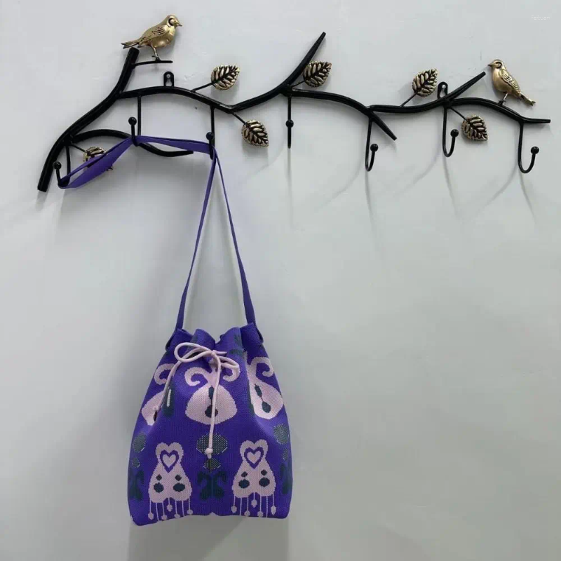 2025 NEW Shoulder Bags Handmade Cute Handheld Bucket Bag Simplicity Ethnic Style Knot Wrist Polyester Fiber High-capacity Tote Student zhanyishengli