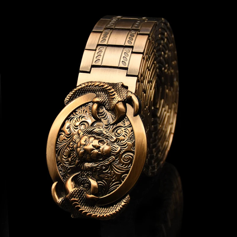 Mens belt Stainless steel belt Metal belt Fugulong Metal belt Chinese Loong belt er 240925