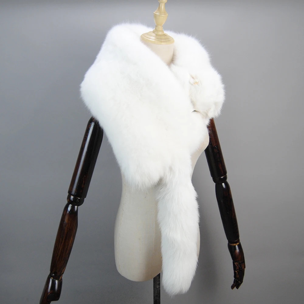 party winter real fox scarf high-end mens and womens fox fur scarf 100% natural one-piece warm real fox fur collar 240929