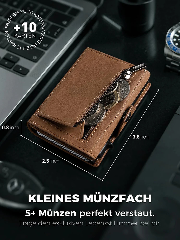 Genuine Leather with Coin Pocket Airtag New RFID Blocker Wallet for Men 240924