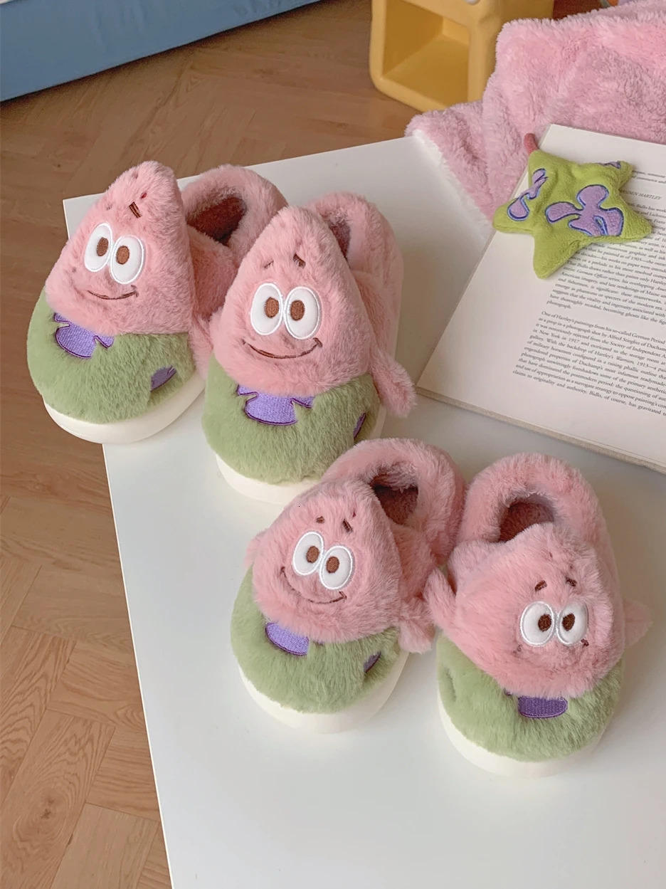 Parents children family slippers womens bedroom anti slip soft soled baby shoes cute winter plush cotton slippers mens couple slippers240921bj