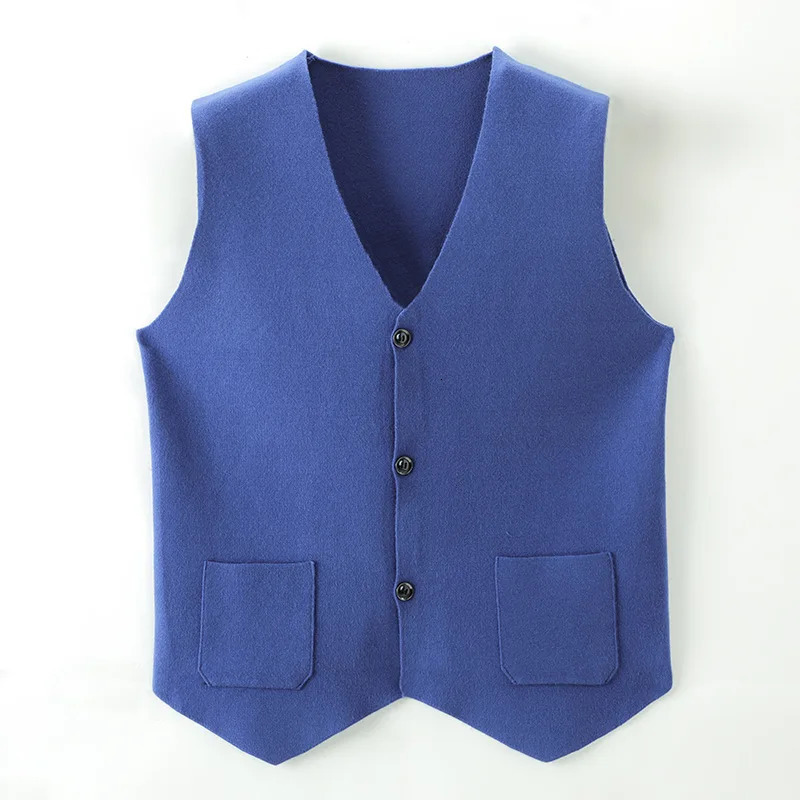 1 mens autumn and winter spotted solid color hair vest without collar thick warm canary single chest cardigan vest sleeveless top 240930