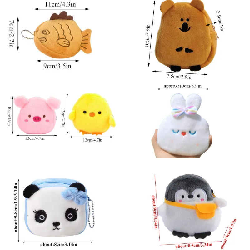 Japan Cute Plush Snapper Fish Doll Coin Purse Wristlet Bag Cartoon Wallet Mini Zipper Girl Cable Headset Bag 240925