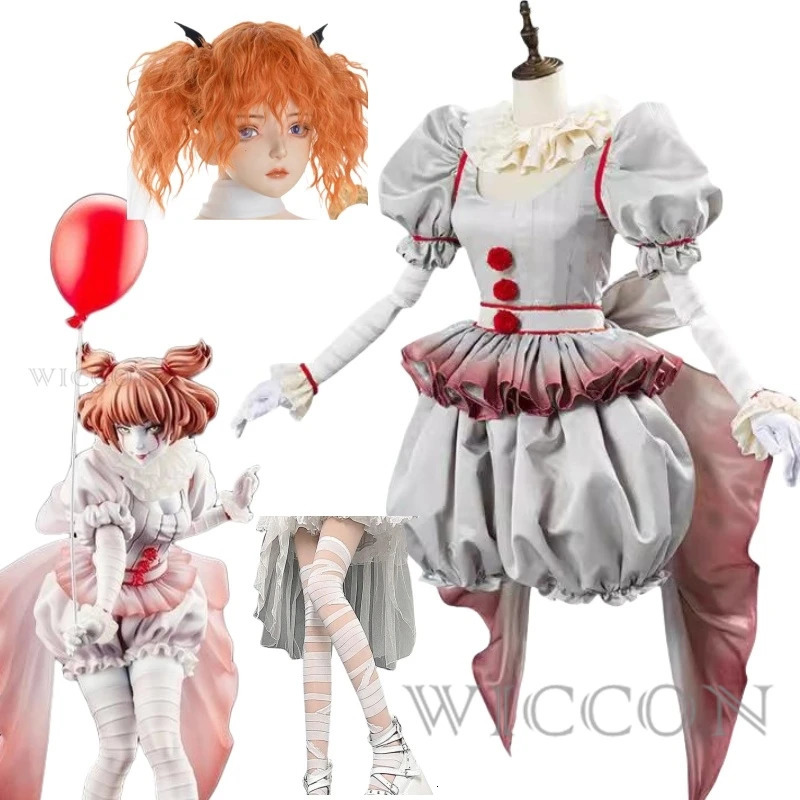 Clown Pennywise cosplay costume Genderswap Halloween horror Lolita female fantasy dress carnival party set 240930