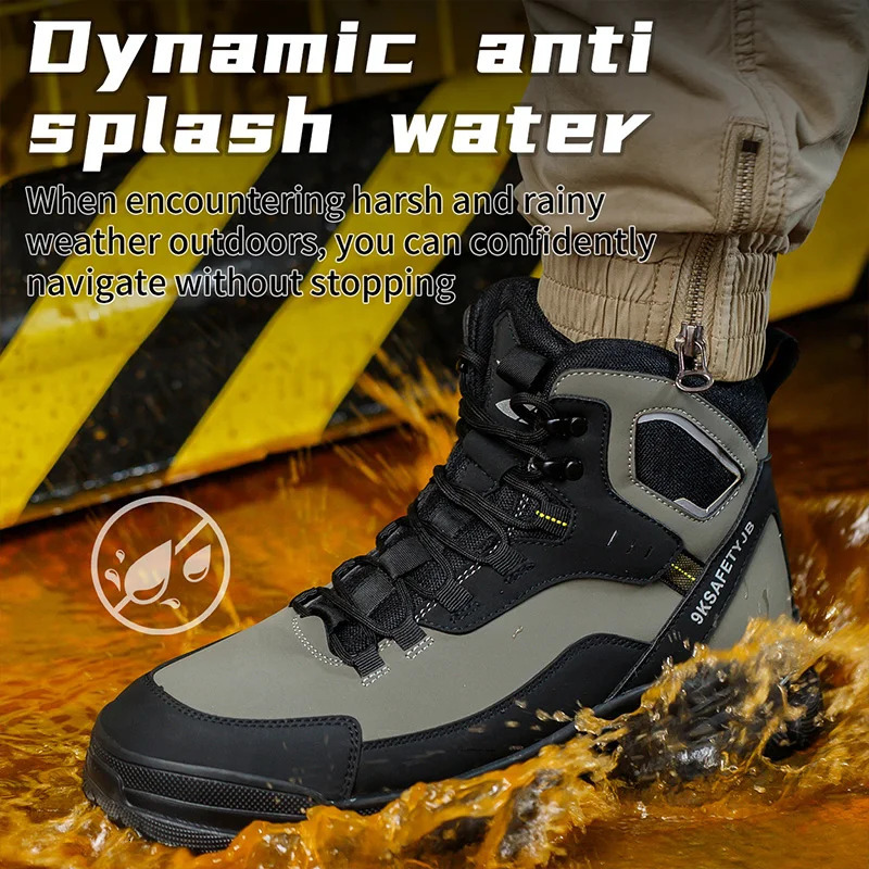 Waterproof Men Boots Safety Shoes Puncture-Proof Construction Work Boots Safety Steel Toe Shoes Indestructible Protective Boots 240924