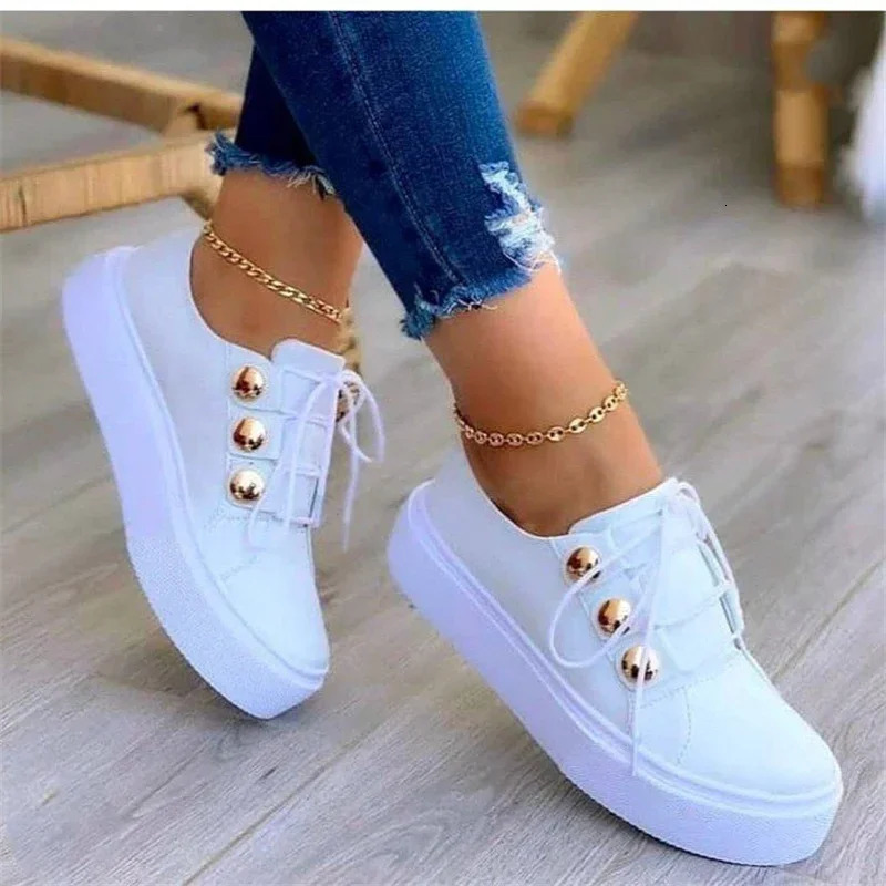 2024 Womens Casual Sports Shoes Womens Fashion Spring Leather PU Sports Shoes Womens Platform Vulcanized Shoes Zapatillas De Mujer 240930