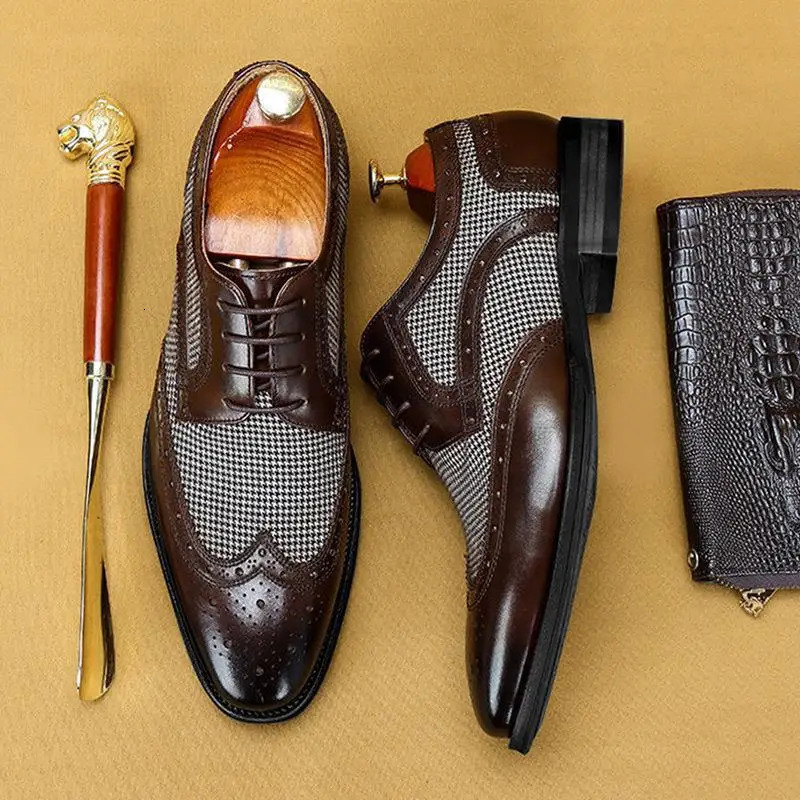 Leather Brogues mens oversized fashion wedding party mens shoes Italian er mens shoelaces Oxford mens shoes 240930