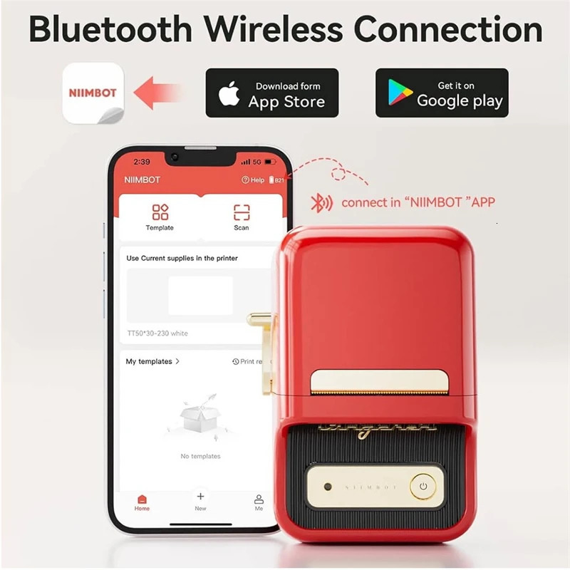 NiiMbot B21 Mini Thermal Printer Wireless Barcode Label Manufacturer Bluetooth Portable Adhesive Label Printer Suitable for Office Commercial 240929