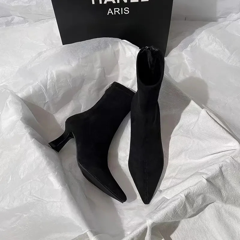 Women Stretch Ankle Boots Sexy Pointed Toe Short Botas Shoes Fashion Partys Stiletto High Heel Socks Botas De Mujer 2024 240927 - view 4